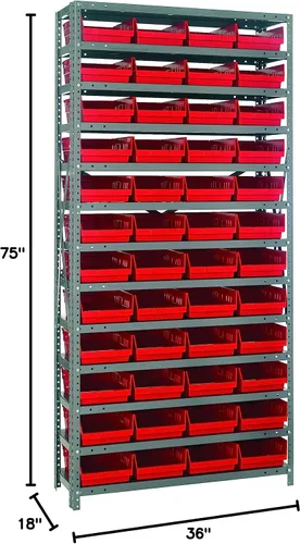 Miniatura 193 de Quantum QSBU-245BK Heavy Duty Shelving Unit with (7) Shelves and (24) QUS245 Black Bins for Garage Warehouse Storage Distribution 400 lb Load