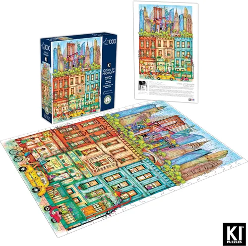 Miniatura 3 de Rompecabezas difícil y desafiante de 1000 piezas para adultos – Barcelona a medianoche por Madalina Tantareanu – Incluye Sagrada Familia, Park