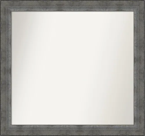 Miniatura 252 de Amanti Art Espejo de baño plateado para sobre el fregadero, 24 x 24 pulgadas, espejo cuadrado de peltre forjado a medida, marco de madera casual