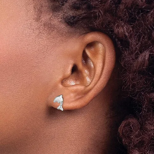 Miniatura 3 de Aretes náuticos de plata de ley 925 con diseño de delfín marino y peces marinos, para la playa, animales y la vida animal fina para mujeres, regalos