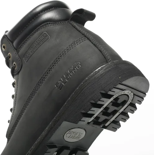Miniatura 5 de Botas de trabajo para hombre, impermeables, con puntera suave, antideslizantes, cómodas, botas de trabajo de cuero Negro