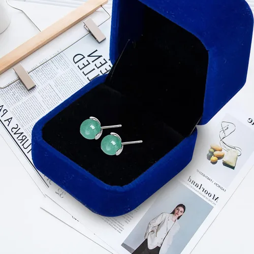 Miniatura 47 de Jade Earrings Studs,Green Jade Earrings for Women,925 Sterling Silver Earrings Studs for Sensitive Ears,Handmade Jade Earrings for Birthday