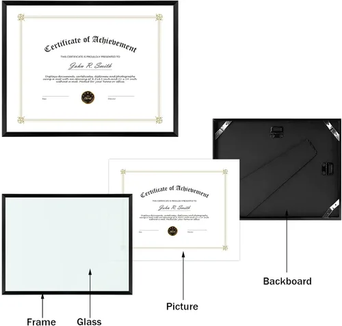 Miniatura 5 de Golden State Art, Marco de aluminio para certificado de 8.5 x 11 pulgadas, marcos de diploma de metal para documentos de 8.5 x 11 pulgadas, parte