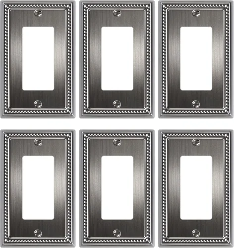 Miniatura 119 de Paquete de 4 placas de cubierta para interruptor de luz de palanca individual, cubiertas decorativas de perlas, placa de pared de metal almendra