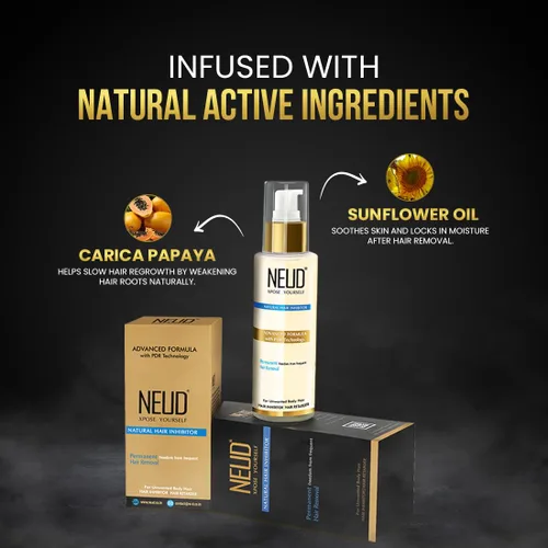 Miniatura 3 de NEUD - Inhibidor natural del cabello para la reducción permanente del vello corporal y facial no deseado en hombres y mujeres, paquete de 2