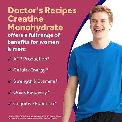 Miniatura 3 de Doctor's Recipes Monohidrato de creatina 3000 mg por porción, cápsulas de creatina micronizada para mujeres y hombres, para fuerza, energía