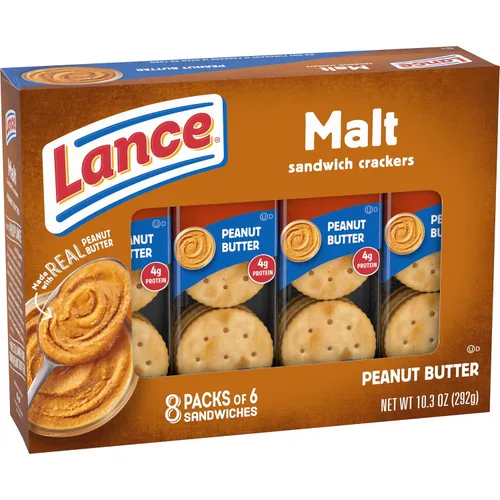 Miniatura 10 de Lance Galletas tipo sándwich, malta con mantequilla de maní, caja de 8