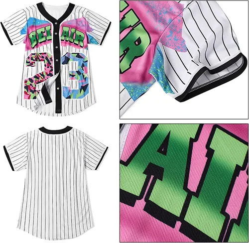 Miniatura 6 de Alaiyaky Ropa de los años 90 para mujer, camiseta de béisbol, unisex, traje de hip hop, fiesta temática urbana, blusas de moda para club y pub