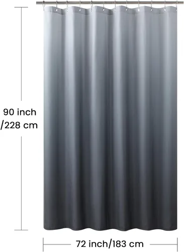 Miniatura 111 de Cortinas de Ducha Negras, Cortinas de Ducha de Poliéster Impermeable con Rayas Horizontales Degradadas en Blanco y Negro Modernas para Baño, 72x72