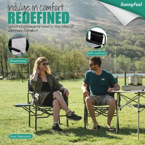 Miniatura 5 de SUNNYFEEL Silla de directores de campamento de gran tamaño de 500 libras resistente, silla plegable portátil con mesa auxiliar, bolsillo para playa