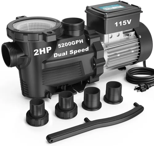 Miniatura 8 de Bomba de Piscina para Dentro y Sobre el Suelo, Autocebante de Alto Flujo (con Temporizador, 1.5HP, 7350 GPH, 115V)