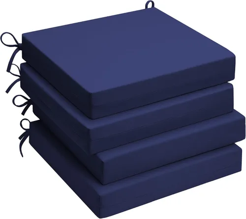 UNIKOME Cojines para sillas de exterior, resistentes al agua, con lazos, relleno de esponja de alta densidad, cojines de asiento cuadrados para