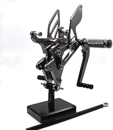 Miniatura 5 de Krace Juego de estriberas delanteras para motocicleta, reposapiés, pedales de cambio de freno, totalmente ajustables, apto para Yamaha YZF R6