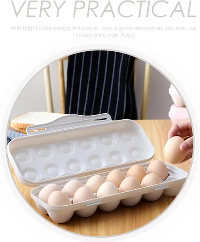 Miniatura 8 de UPKOCH Soporte para huevos para refrigerador, 18 unidades, apilable, de plástico, con tapa hermética para almacenamiento organizado en cocina
