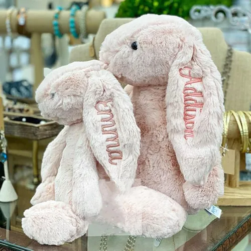 Miniatura 2 de Conejo de peluche personalizado bordado, juguete de peluche personalizado para regalo de Pascua para niños, regalo de bautizo con el nombre del niño