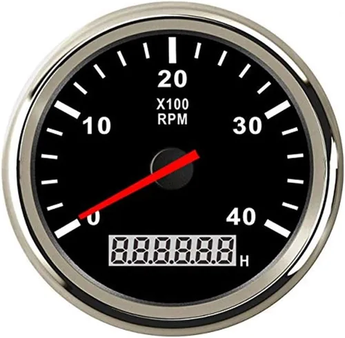KAOLALI Tacómetro de 4000 RPM impermeable AUTO Digital Tacho Gauge con retroiluminación roja 3.346 in 9-32V para coche, barco, motocicleta, negro