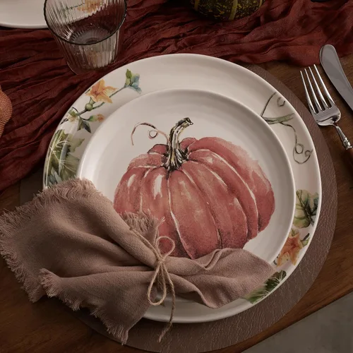Miniatura 6 de Bico - Juego de 4 platos para ensalada de calabaza, platos de postre de cerámica de 8.75 pulgadas para ensalada, aperitivo, guarniciones, aptos