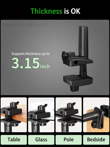 Miniatura 4 de Soporte de abrazadera de escritorio para micrófono, soporte de brazo de tijera, 5 maneras de orificios de inserción de brazo de pluma (0.472 in)