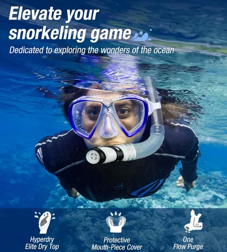 Miniatura 6 de Aegend - Esnórquel seco para buceo para adultos y jóvenes - Equipo de snorkel con válvula seca superior, perfecto para snorkel, buceo libre, claro