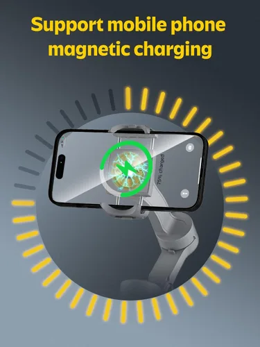 Miniatura 6 de Estabilizador de cardán profesional para teléfono inteligente con pantalla OLED de carga inalámbrica, rueda de enfoque de luz LED, estabilizador