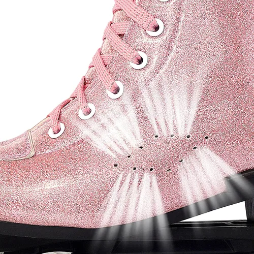 Miniatura 5 de Perzcare Zapatos de patinaje para mujeres y hombres, clásicos de piel sintética de cristal, patines de doble fila para principiantes, patines