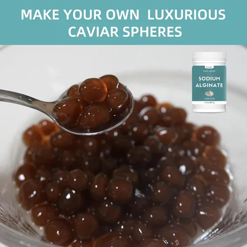 Miniatura 6 de Polvo de alginato de sodio de 3 onzas de grado alimenticio, polvo de alginato de sodio puro perfecto para hacer lujosas esferas de caviar, postres