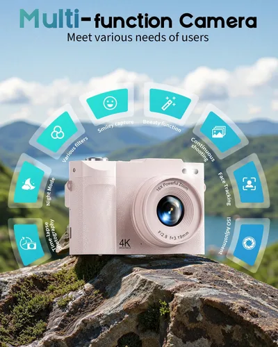 Miniatura 4 de Cámara digital 4K para fotografía, cámara de videoblogs de 50 megapíxeles para YouTube, cámaras compactas con pantalla giratoria de 2.8" de 180°