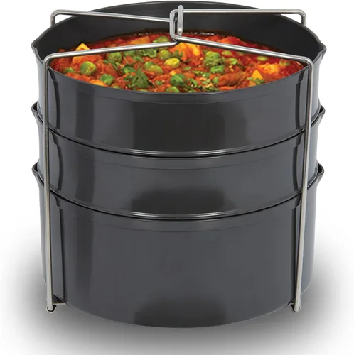 Hawkins ADS65 - Juego anodizado duro de tres platos, separador de cocina, ollas a presión, color negro (ADS65), 4 litros