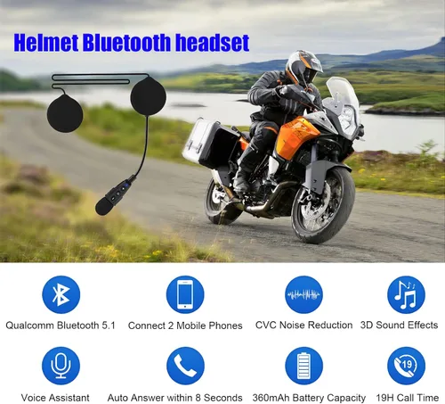 Miniatura 2 de EJEAS Casco de motocicleta E1+ Bluetooth 5.1, manos libres, sistema de comunicación Bluetooth con función de reducción de ruido CVC/efecto de sonido
