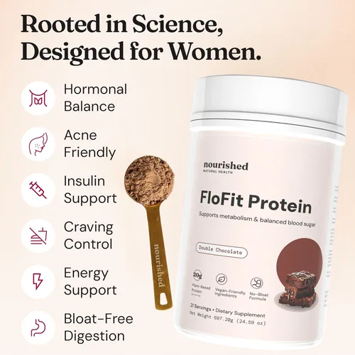Miniatura 7 de Nourished Natural Health FloFit - Proteína de guisante en polvo, equilibrio hormonal para mujeres, proteína vegana a base de plantas con baja