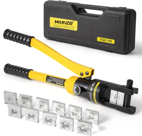 Miniatura 11 de Alicates de crimpado hidráulico de 12 toneladas de 6 AWG a 500 MCM Kit de herramientas de prensado hidráulico de mano con terminal de cable