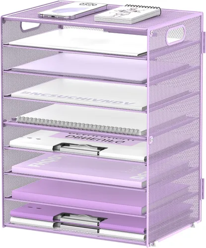 Miniatura 11 de DALTACK - Organizador de escritorio con bandeja de cartas de 9 niveles con asas, organizador de archivos de malla, organizador de escritorio