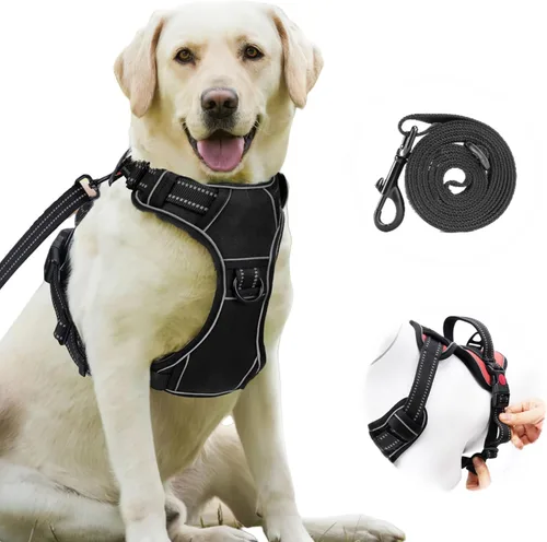 Miniatura 5 de Arnés grande para perros, suministros para mascotas, correas para perros grandes, arnés reflectante con mango de control