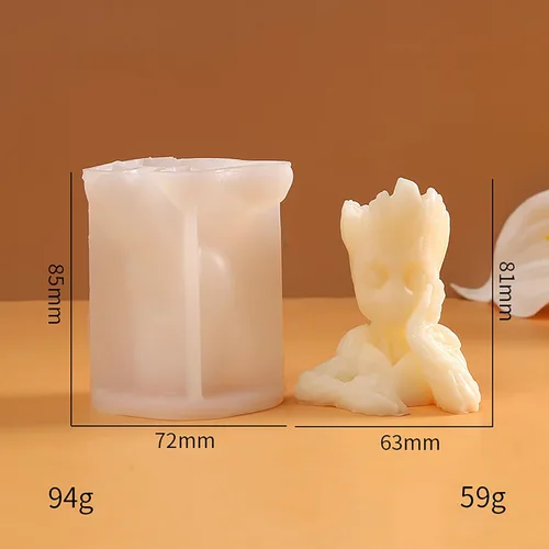Miniatura 3 de Groot - Moldes de silicona de fundición de resina para decoración del hogar y fabricación de velas, molde en espiral ondulado Peonía-medio abierto