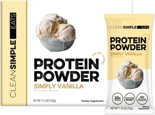 Miniatura 12 de Clean Simple Eats Proteína de suero en polvo de leche, sabor a vainilla simplemente naturalmente endulzada, 100% proteína alimentada con pasto