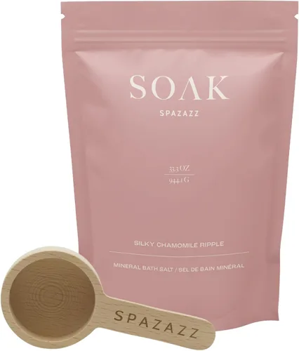 Spazazz Sales de baño de sal del mar muerto – Sales de baño de aromaterapia con ondas de manzanilla sedosas – 33.3 onzas de sales naturales del mar