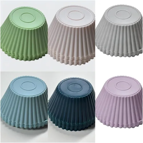 Miniatura 7 de Moldes de silicona para hornear cupcakes, 24 moldes de silicona reutilizables, incluyendo redondo, rectanguar, cuadrado, flor de silicona de grado