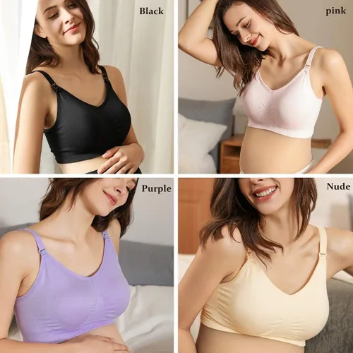 Miniatura 12 de iloveSIA Nursing Bras for Mom Breastfeeding, Seamless Supportive Sleep Bra for Maternity Postpartum S-2XL 3Pack