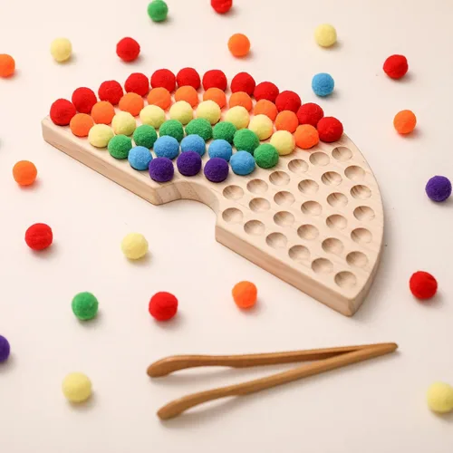 Miniatura 2 de ibwaae Juego de cuentas de madera para clasificación de colores, juego de conteo a juego, conteo de cuentas, habilidades motoras finas, juguetes