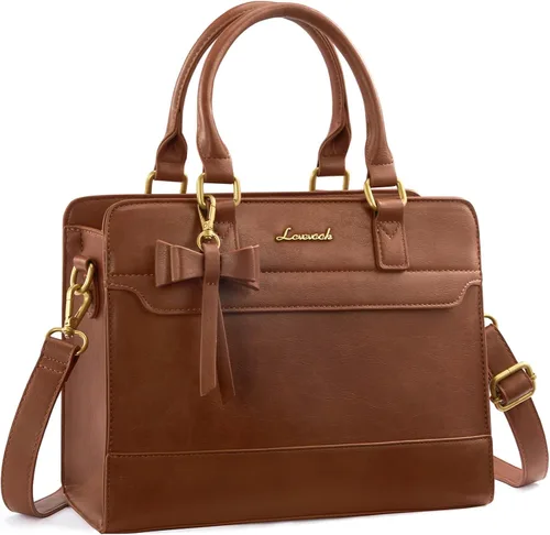 Miniatura 17 de LOVEVOOK Carteras para mujeres, Bolso tote de cuero y carteras, Bolso bandolera cruzado con asa superior con cremallera Negro/Blanco/Marrón