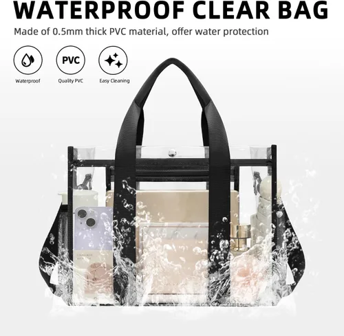 Miniatura 4 de BAGAIL Bolsa transparente, aprobada para estadios, con bolsillo interior, bolsa de viaje transparente para eventos deportivos, conciertos, trabajo