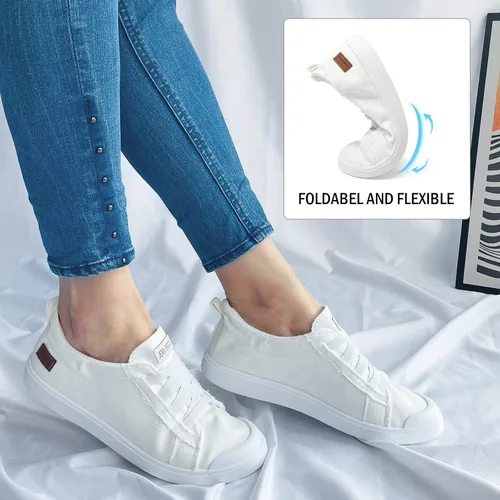 Miniatura 3 de JENN ARDOR - Tenis de lona para mujer, mocasines de meter, moda estilo casual 2022, punta redonda, suaves, cómodos, zapatos planos para caminar