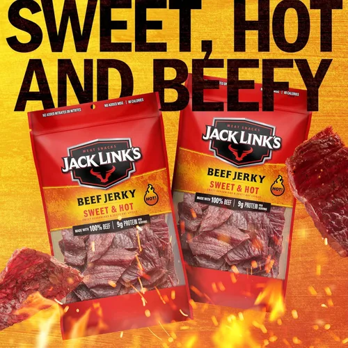 Miniatura 4 de Jack Link's Carne Seca de Res, Dulce y Picante, Bolsas Grandes de Cecina - Aperitivos de Carne Sabrosos, Aperitivos de Proteína Listos para Comer