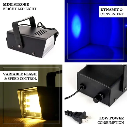 Miniatura 4 de Efavormart - Mini luz estroboscópica de 35 W con 24 LED azules brillantes, luz vertical de escenario con flash variable y control de velocidad