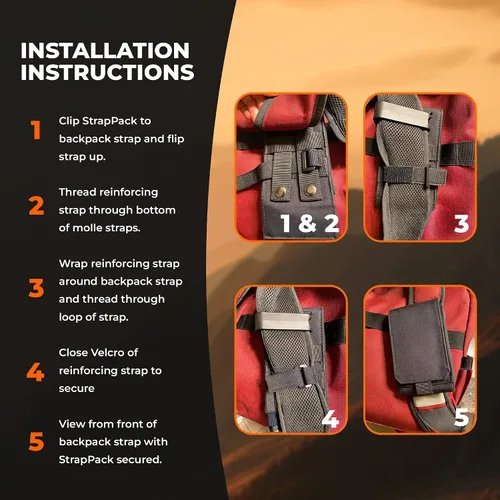 Miniatura 7 de Phone Holster with Clip - Hook Loop Nylon Cellphone Holster Compact Pouch, Backpack Shoulder Strap Accessory - Multifunctional StrapPack Pouches for