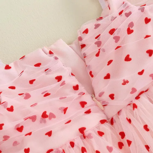 Miniatura 5 de Vestido para el día de San Valentín para niña pequeña, con estampado de corazón, tul de malla, tutú de princesa, vestido de princesa para el primer