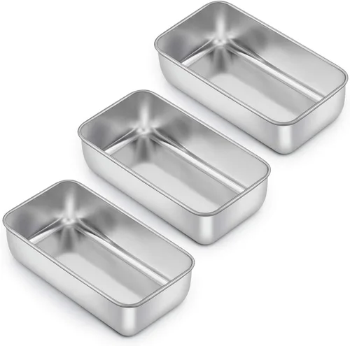 E-far Molde para hornear pan, moldes de acero inoxidable de 9 x 5 pulgadas, utensilios de metal para hornear pan, pastel de carne, torta, brownies,