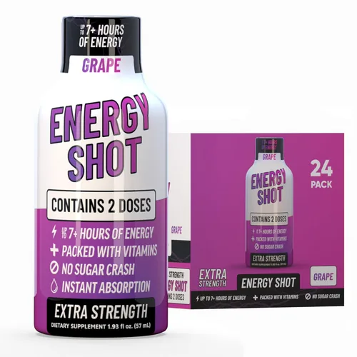 Miniatura 25 de Blue Raspberry Extra Strength Energy Shot 12 unidades – 260 mg de cafeína natural B12 B6 – Apoyo de energía y enfoque – 2 porciones sin azúcar Té