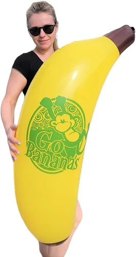 Miniatura 3 de Vinilo inflable de plátano amarillo fresco (44 pulgadas). Fruta segura para inflar. Juguete de piscina. Decoración de fiesta.