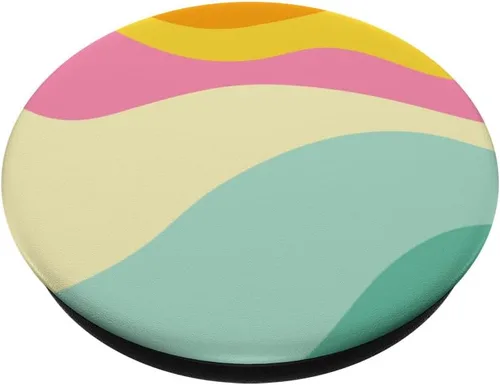 Miniatura 2 de Retro Waves Swirls Pastel Rainbow Rayas Onduladas de los años 70 PopSockets Estético PopGrip Estándar